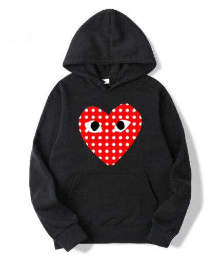 CDG White Dotted Heart Hoodie