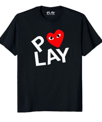 CDG T-Shirt Black Double Heart Screenprint black