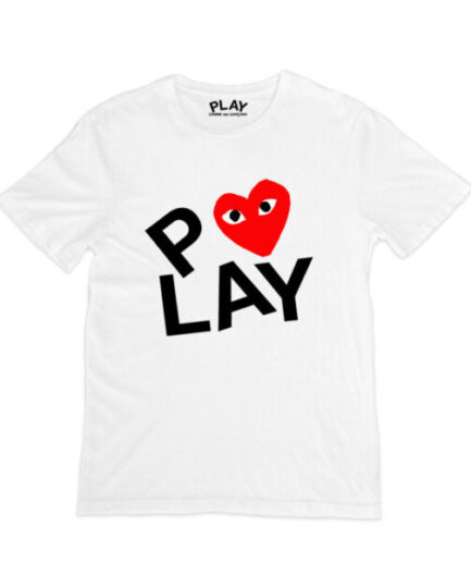 CDG T-Shirt white Double Heart Screen print