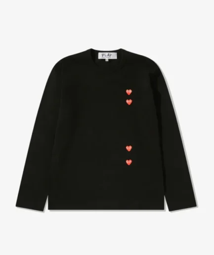 Play Multi Red Heart Longsleeve T-Shirt Black