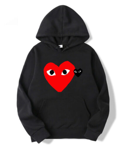 Red Heart And Gray Heart Cdg Hoodie