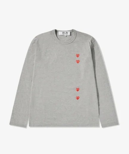 Play Multi Red Heart Longsleeve T-Shirt Grey