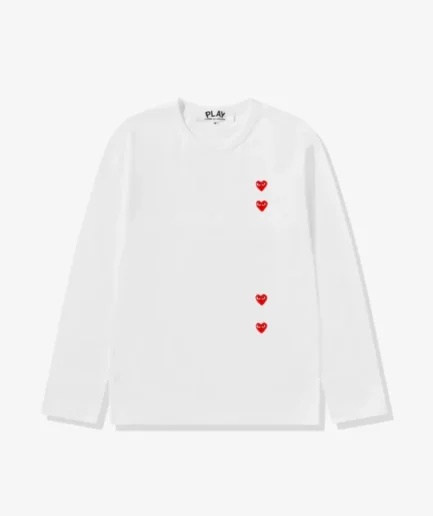 Play Multi Red Heart Longsleeve T-Shirt White