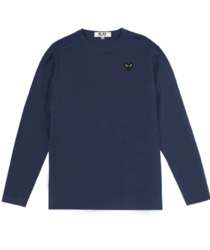 COMME DES GARCONS PLAY LONG SLEEVE OVERLAPPING HEART BLUE